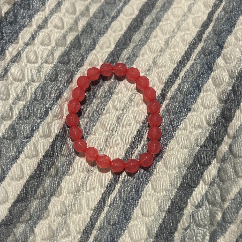 Faceted Red Stretch Bead Bracelet — Lightweight Women's Bracelet